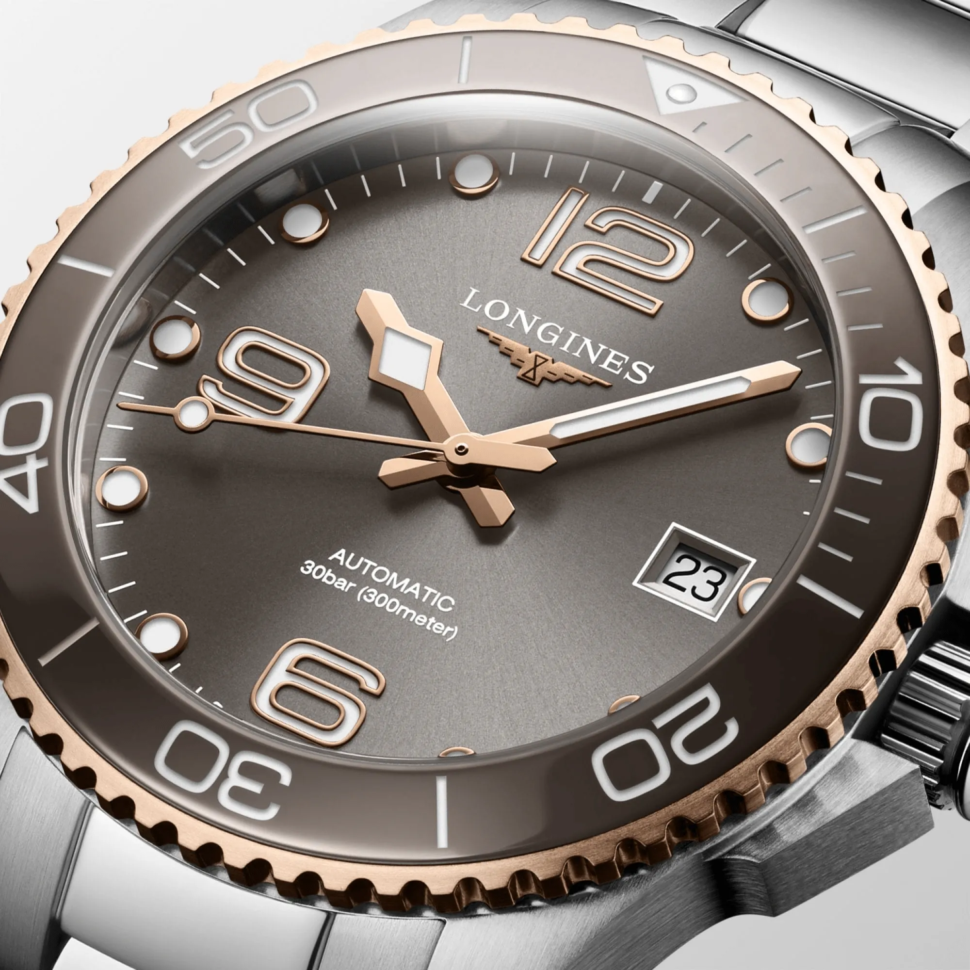 Longines HydroConquest 39mm Rose Gold-Grey Steel Men's Watch L37803786