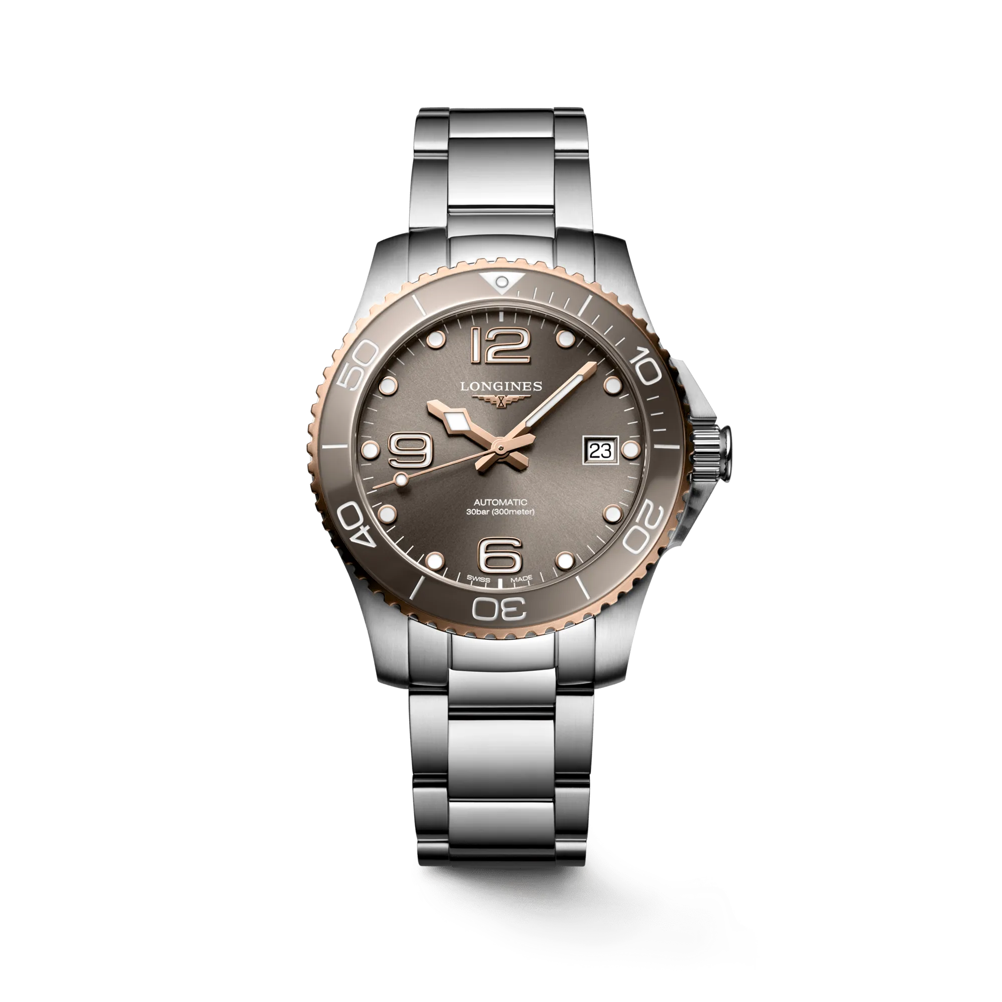 Longines HydroConquest 39mm Rose Gold-Grey Steel Men's Watch L37803786