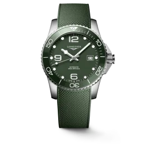 Longines HydroConquest 41mm Green Matt Dial Rubber Strap Men's Watch L37814069