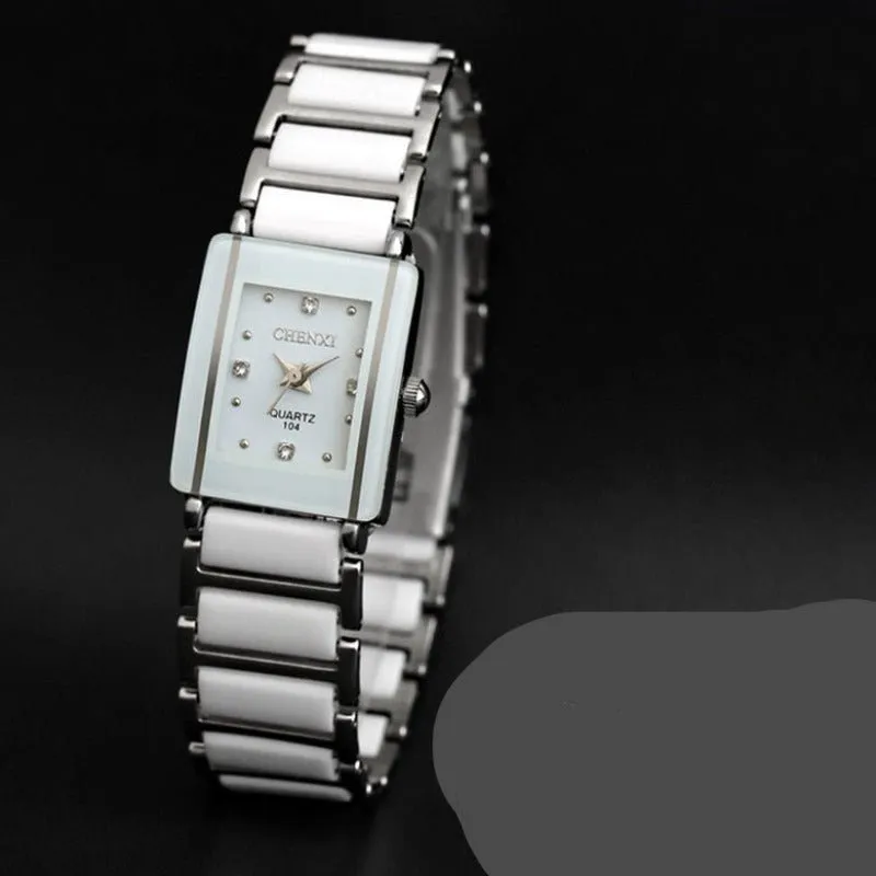 Luxury Gemstone White Silver Watch Women Bracelet Casual Jewelry