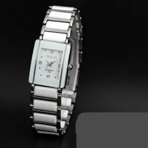 Luxury Gemstone White Silver Watch Women Bracelet Casual Jewelry