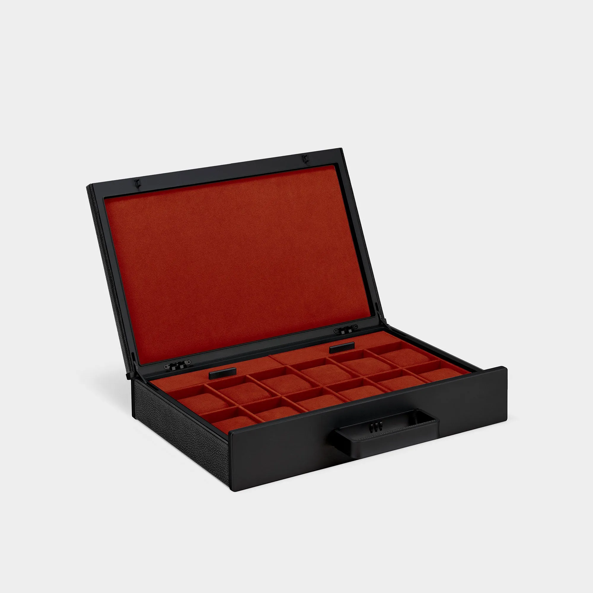MACKENZIE 12 WATCH BRIEFCASE - BLACK / BLACK