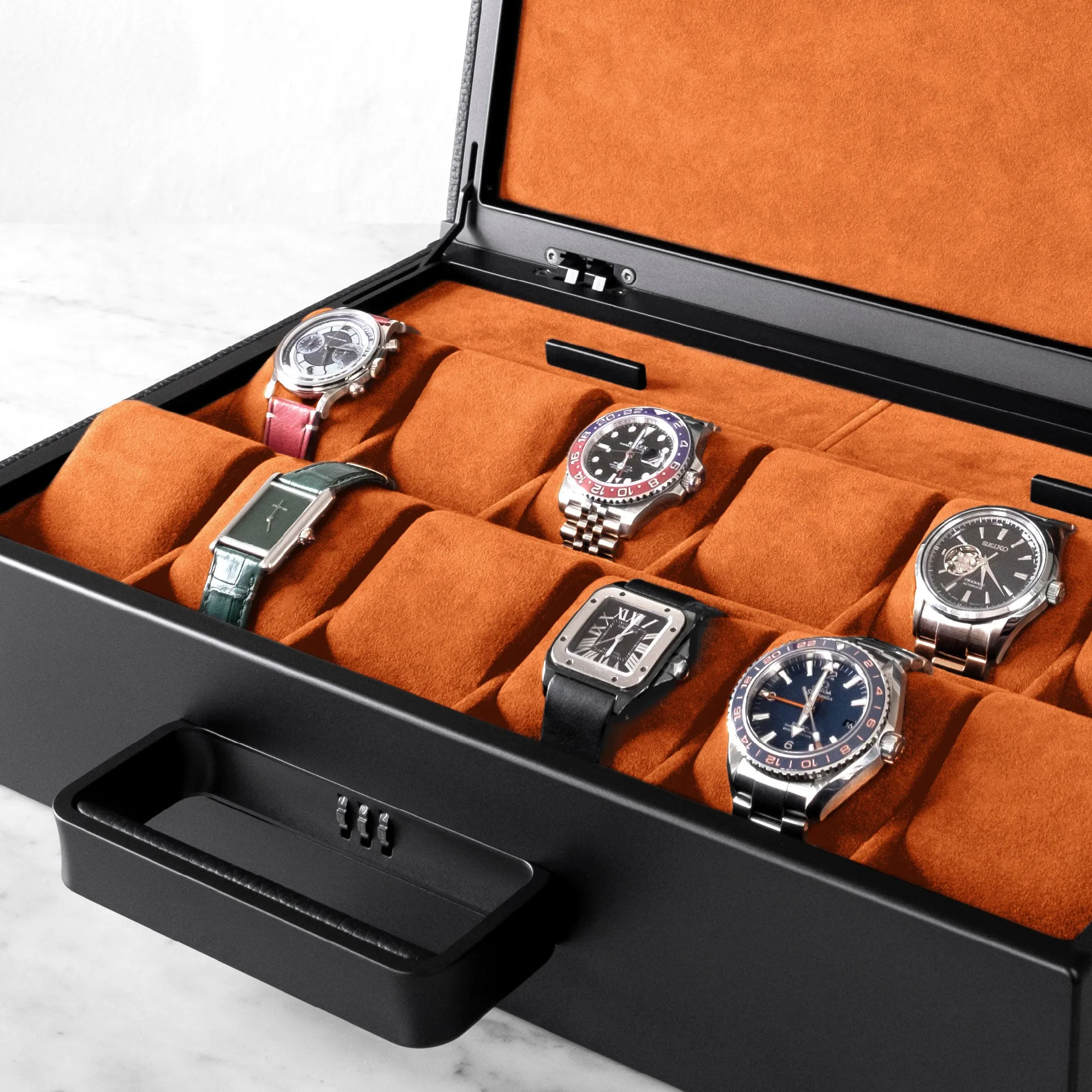 MACKENZIE 12 WATCH BRIEFCASE - BLACK / BLACK