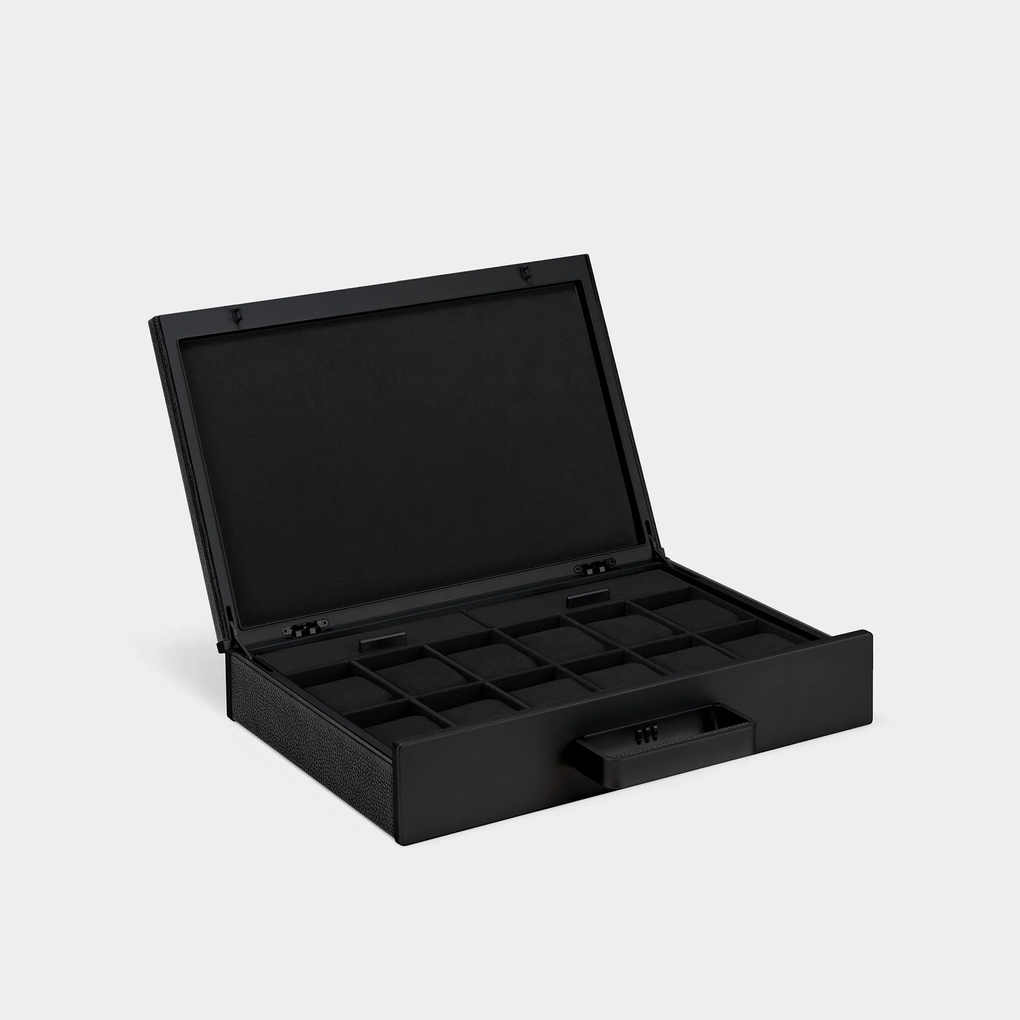 MACKENZIE 12 WATCH BRIEFCASE - BLACK / BLACK