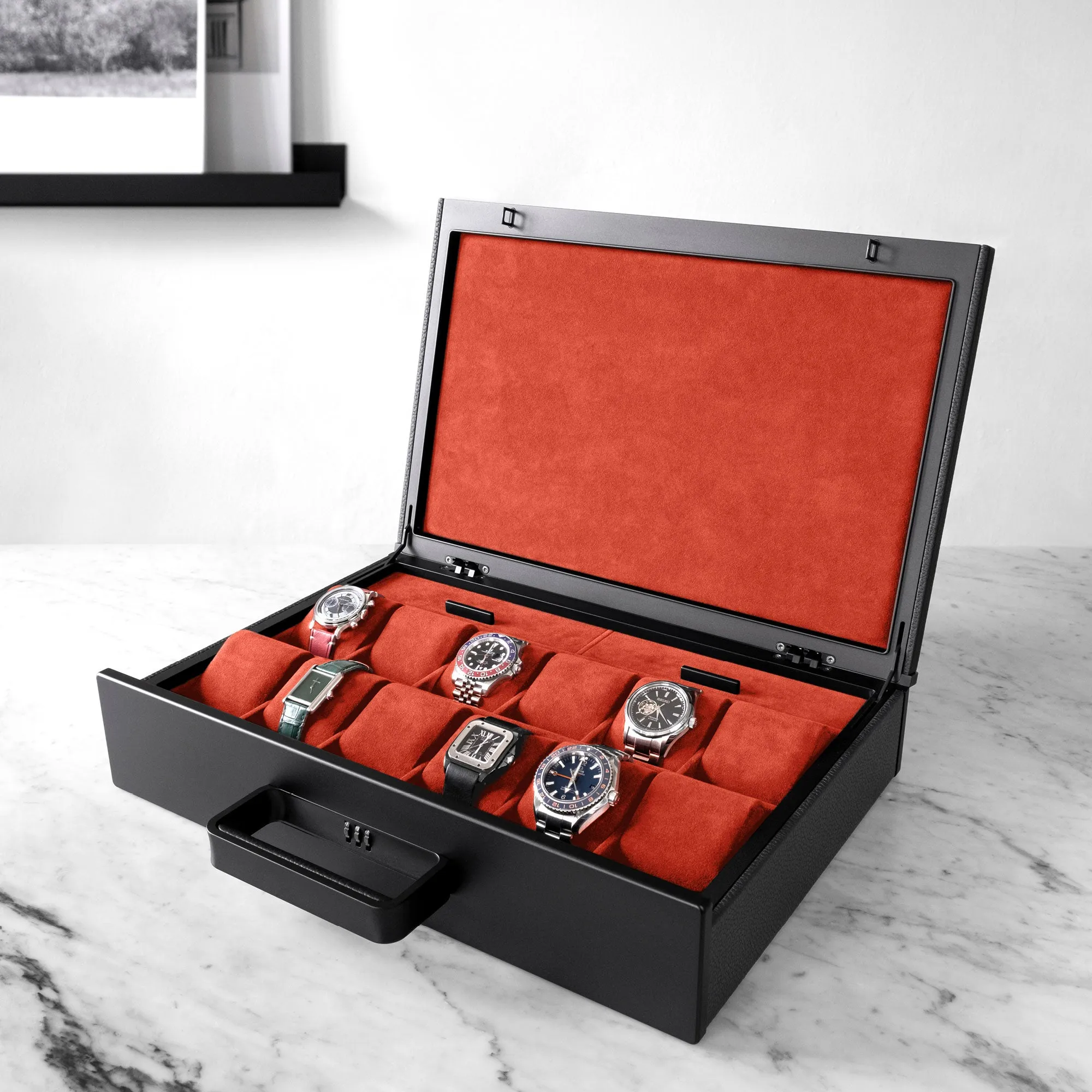 MACKENZIE 12 WATCH BRIEFCASE - BLACK / BLACK