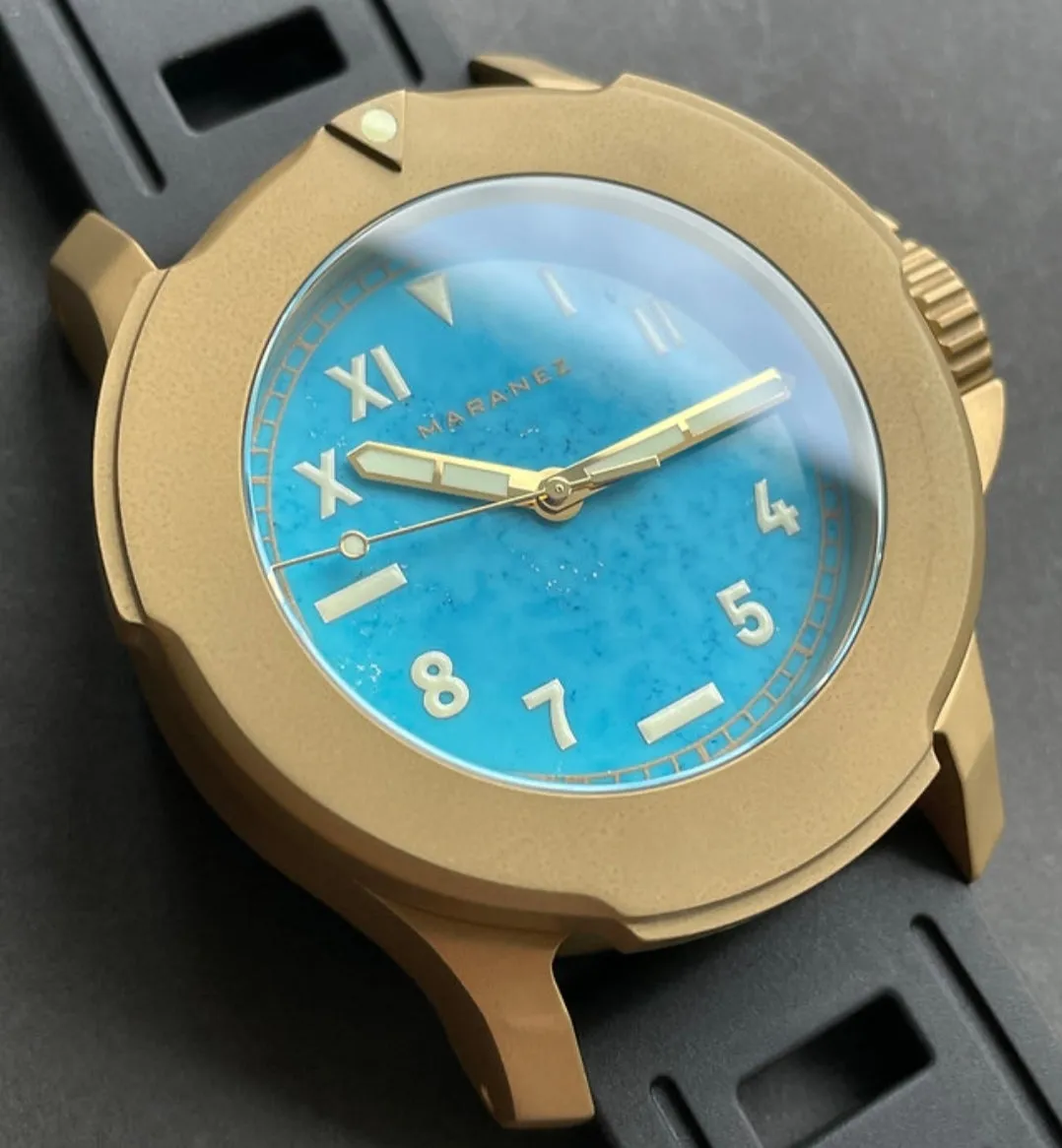 Maranez Bangla 44mm brass turquoise stone California