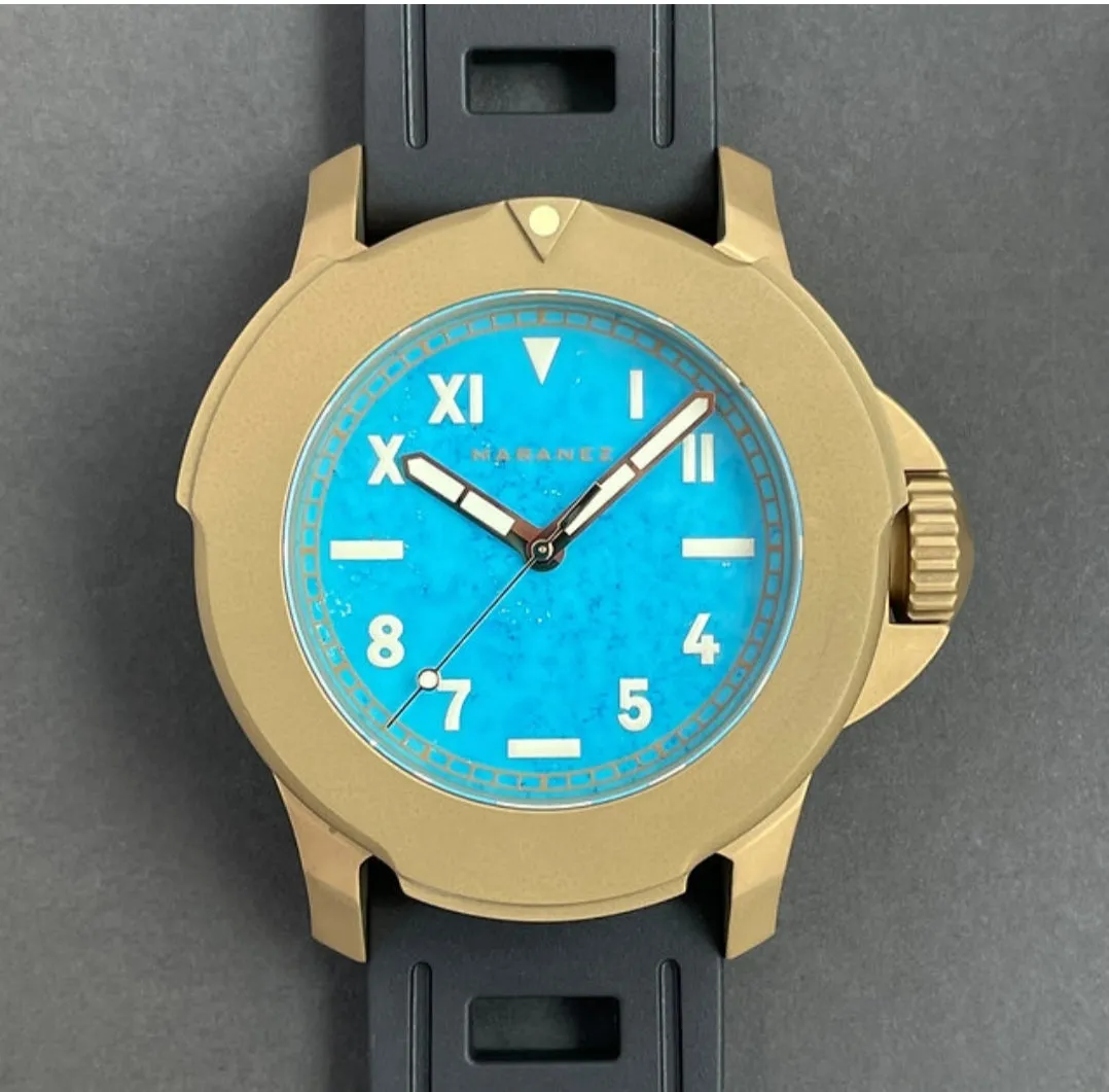 Maranez Bangla 44mm brass turquoise stone California