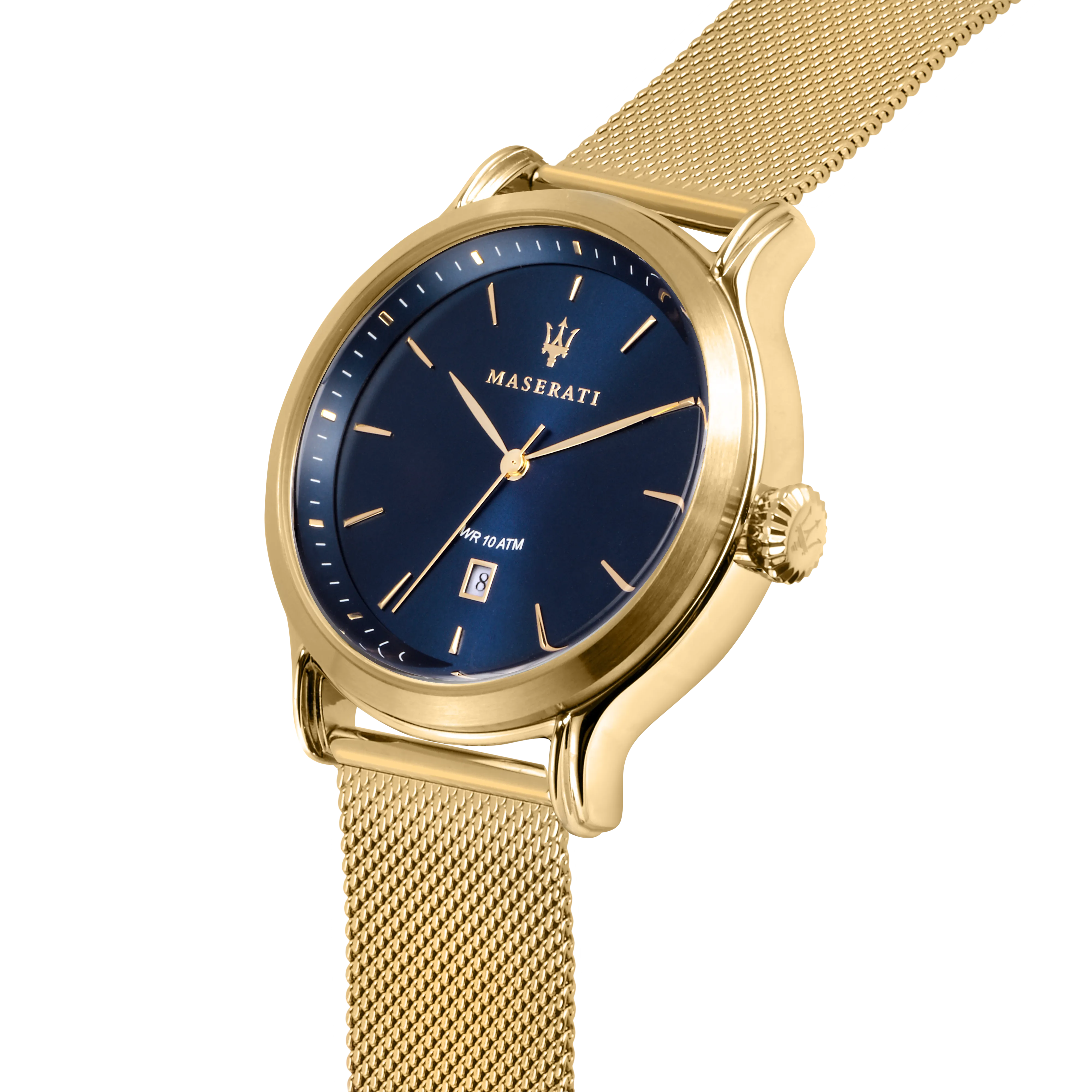 Maserati Epoca 42mm Blue Dial Gold Mesh Watch