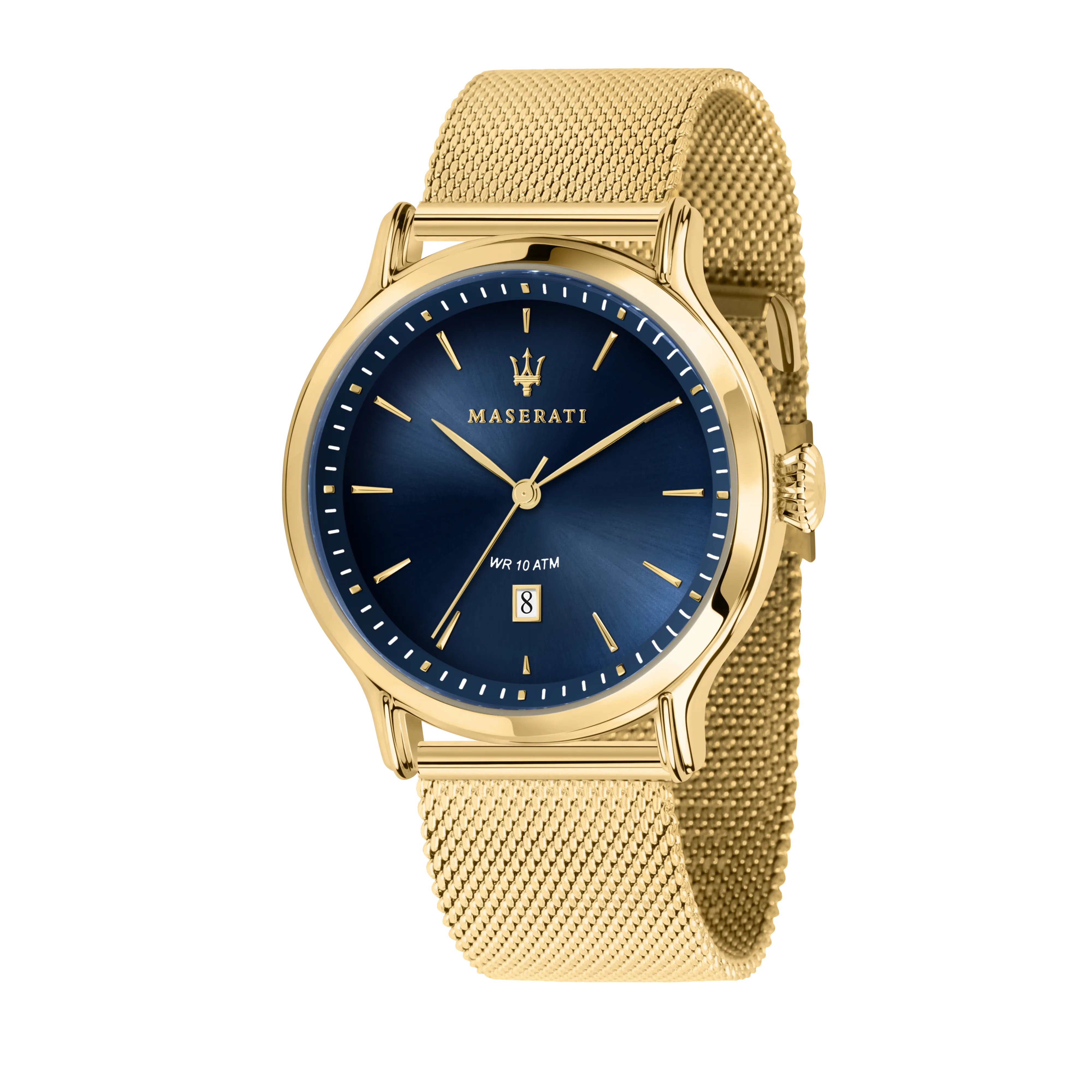 Maserati Epoca 42mm Blue Dial Gold Mesh Watch