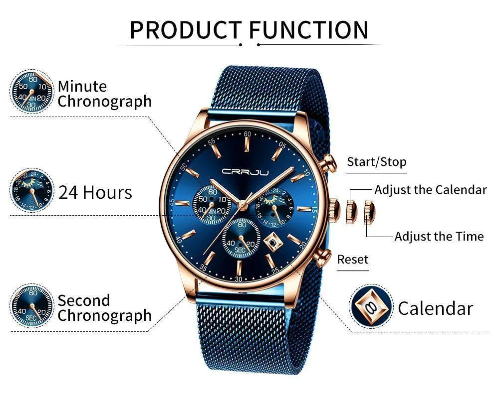 Men's Casual Watch Luxury Mesh Belt Quartz Waterproof