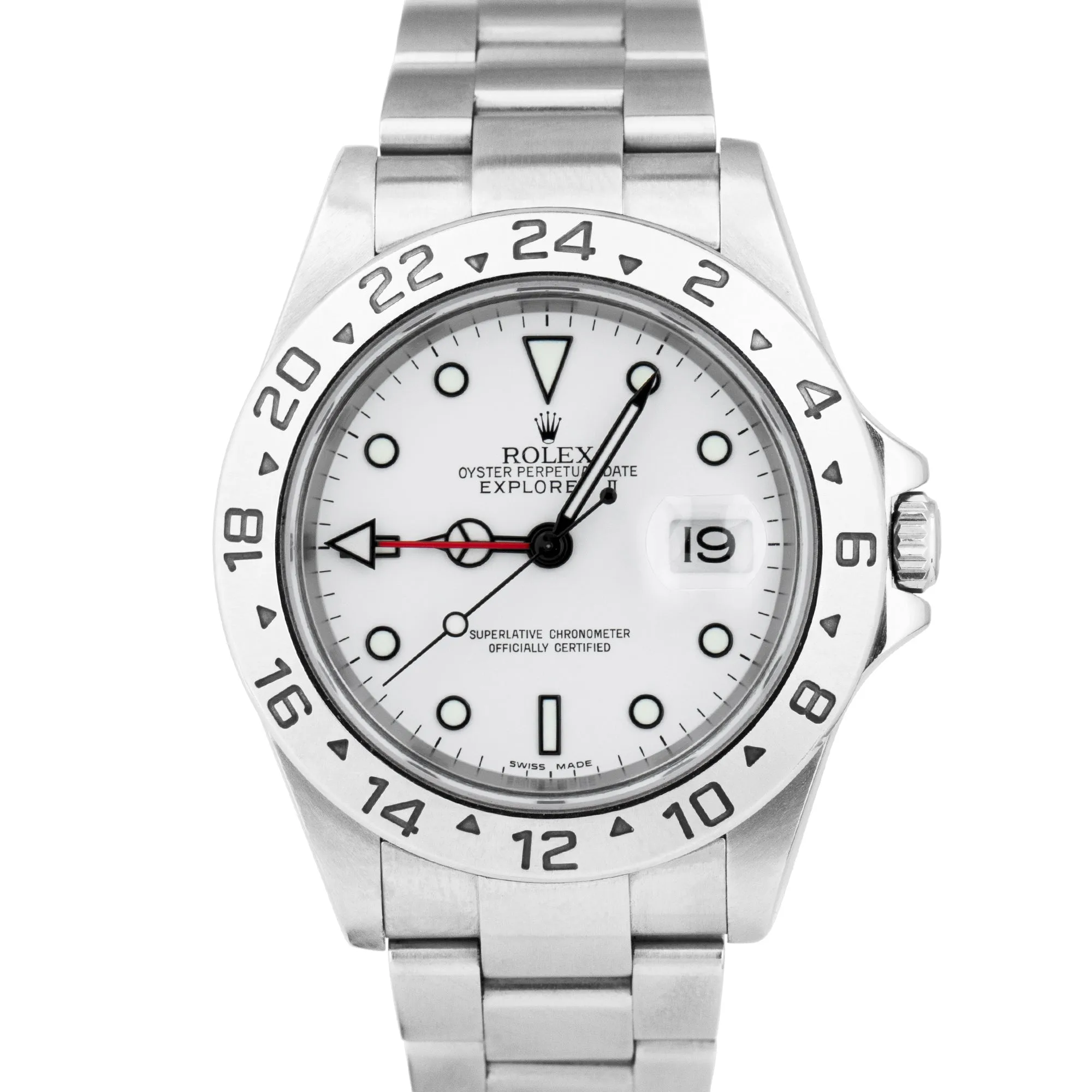 Men's Rolex Explorer II NO-HOLES Polar White GMT Stainless 40mm 16570 T Watch
