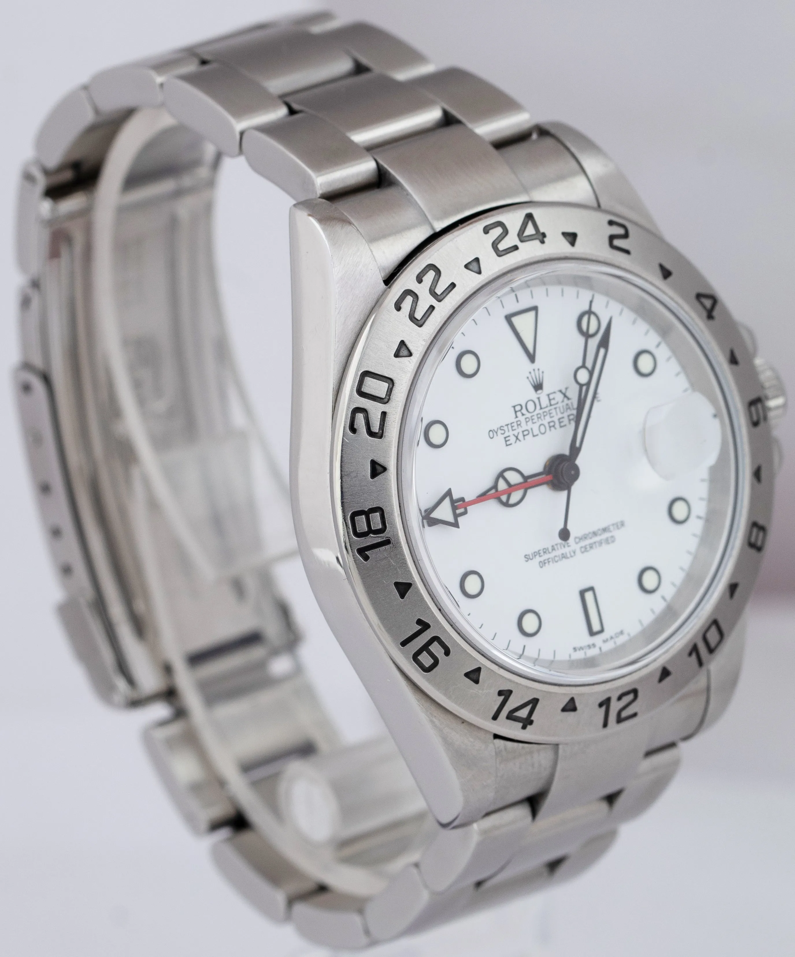 Men's Rolex Explorer II NO-HOLES Polar White GMT Stainless 40mm 16570 T Watch
