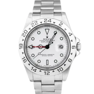 Men's Rolex Explorer II NO-HOLES Polar White GMT Stainless 40mm 16570 T Watch
