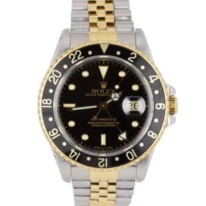 Men's Rolex GMT-Master II 16713 N Two-Tone Gold Steel Black Jubilee 40mm Watch