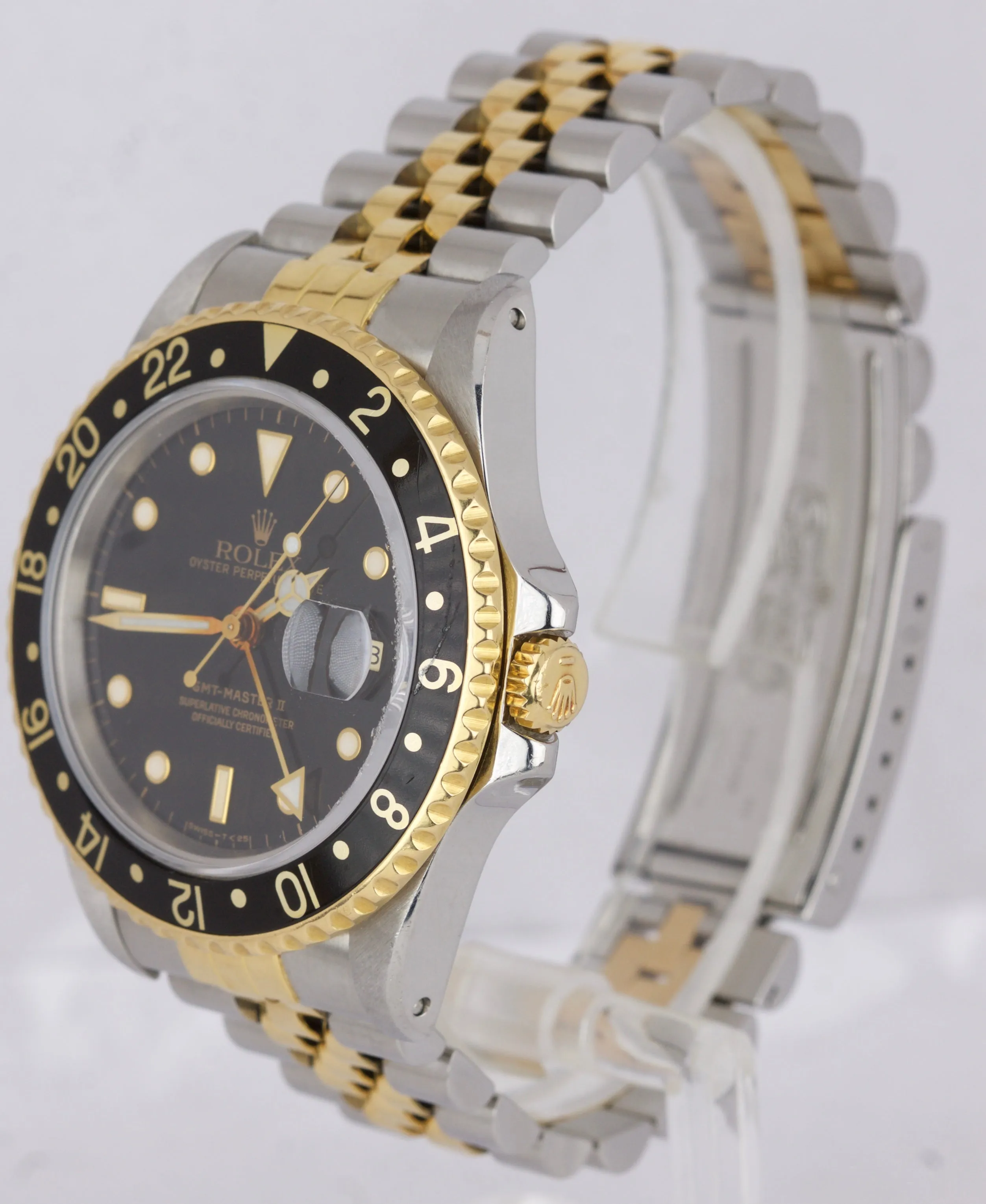 Men's Rolex GMT-Master II 16713 N Two-Tone Gold Steel Black Jubilee 40mm Watch