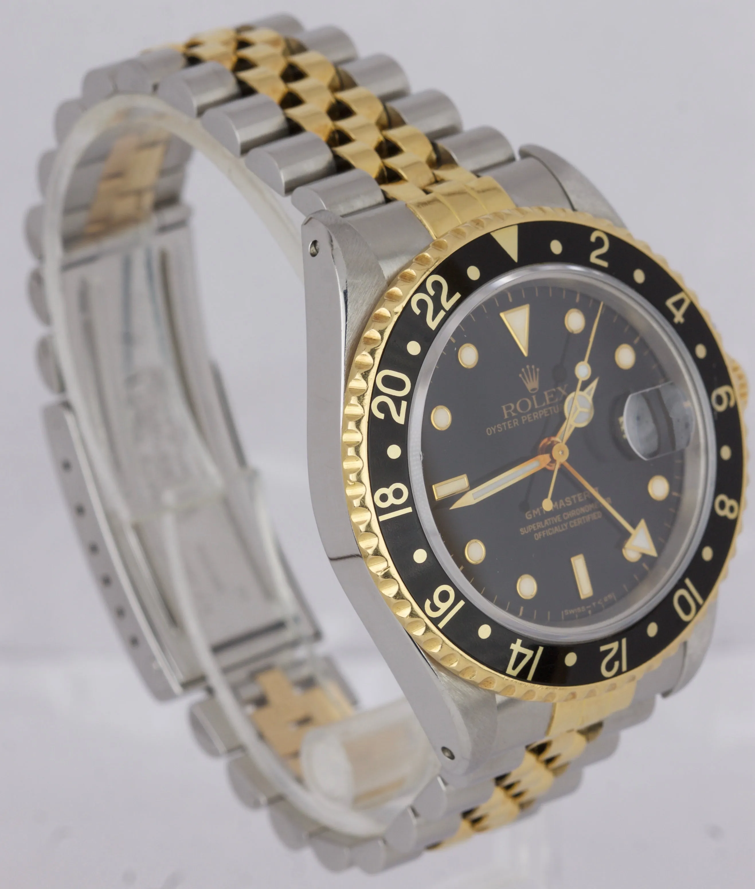 Men's Rolex GMT-Master II 16713 N Two-Tone Gold Steel Black Jubilee 40mm Watch