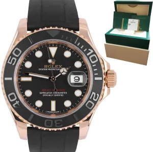 Men's Rolex Yacht-Master 18K Everose Gold Oysterflex Black Ceramic Watch 116655