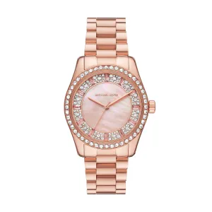 Michael Kors Lexington Three Hand Rose Gold Tone Stainless Steel Watch MK7444