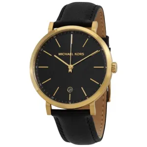 Michael Kors Quartz Black Dial Black Leather Ladies Watch MK8737