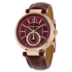 Michael Kors Sawyer Burgundy Dial Burgundy Leather Ladies Watch MK2426