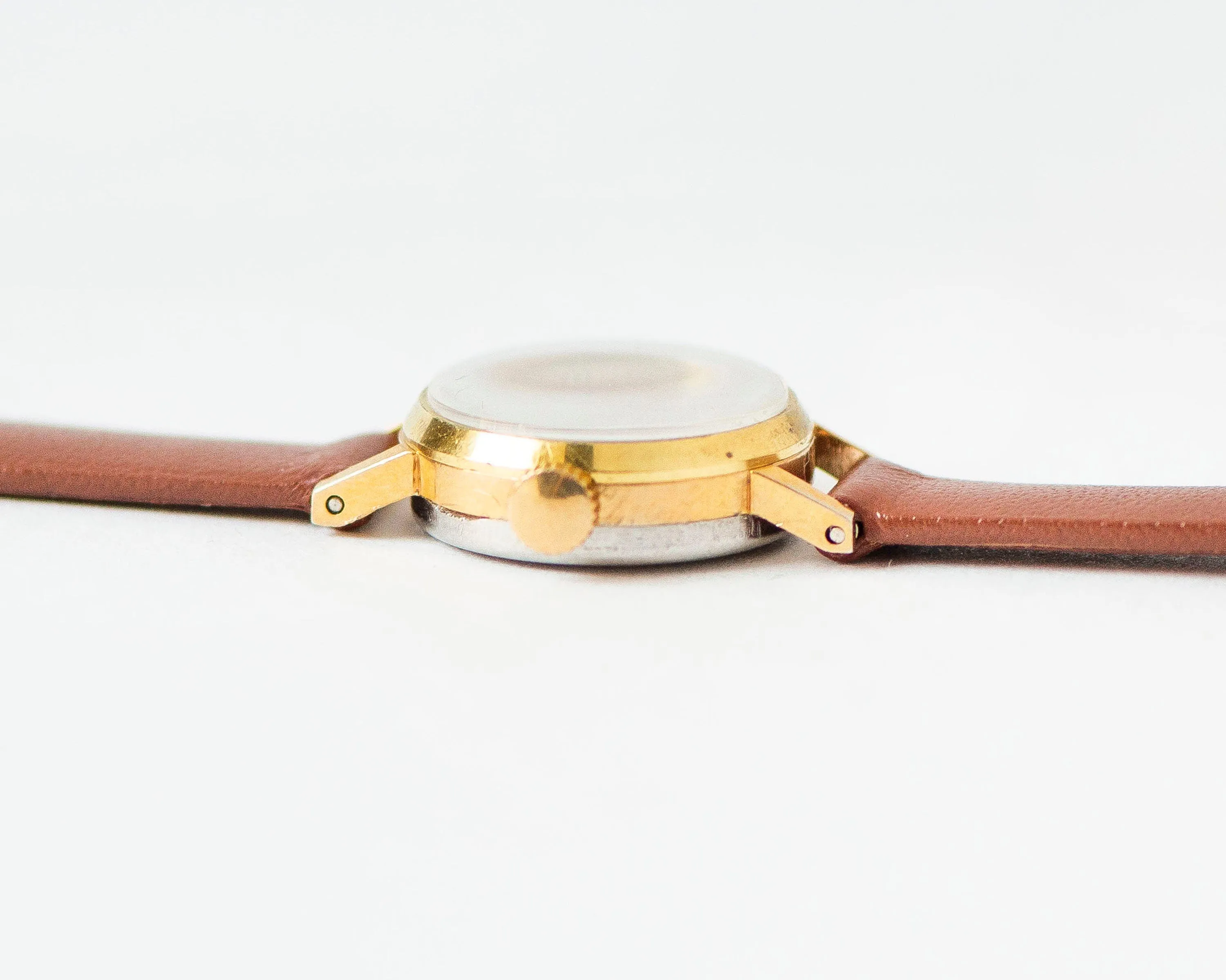 Micro watch for women sunburst dial  Seagull, gold plated women watch limited edition, delicate lady watch gift, new premium leather strap