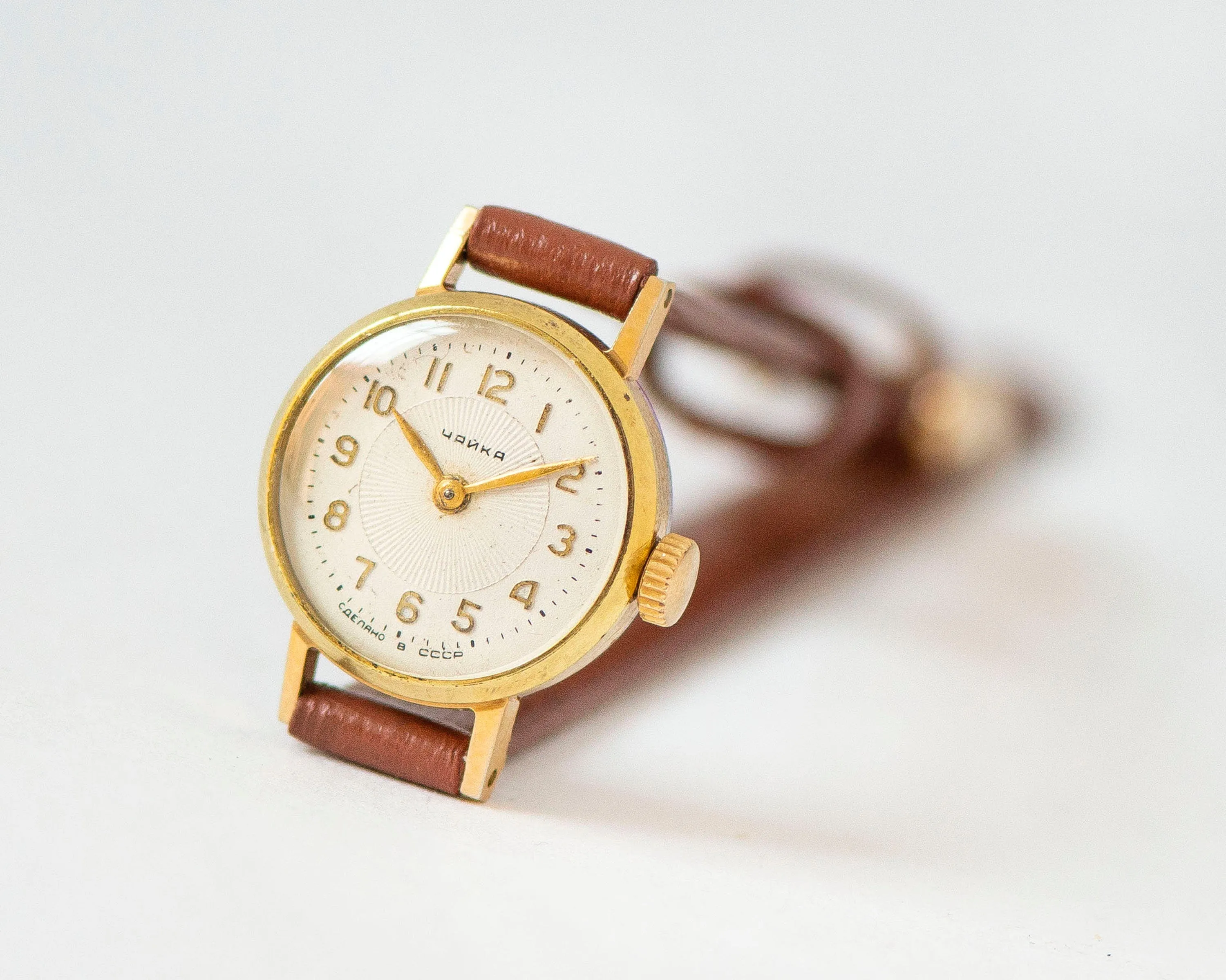 Micro watch for women sunburst dial  Seagull, gold plated women watch limited edition, delicate lady watch gift, new premium leather strap