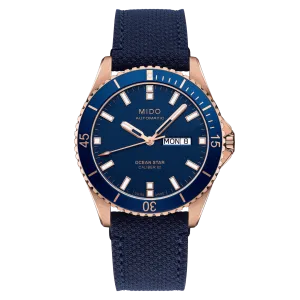 Mido Ocean Star 200 Rose Gold Blue Strap Men's Watch M0264303604100