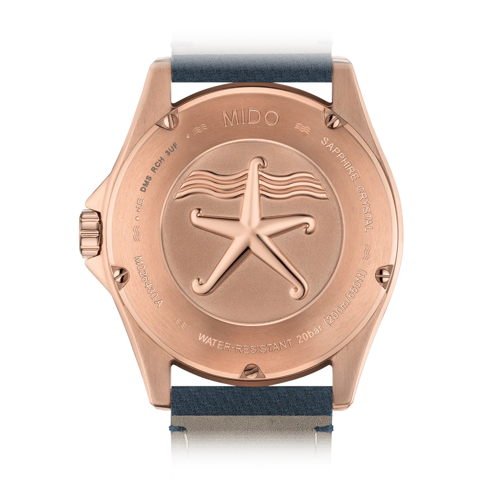 Mido Ocean Star 200 Rose Gold Blue Strap Men's Watch M0264303604100