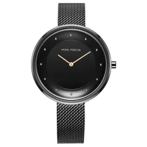 Mini Focus Black Mesh Bracelet Black Dial Quartz Watch for Ladies - MF0179L-04
