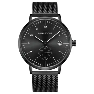 Mini Focus Black Mesh Bracelet Black Dial Quartz Watch for Ladies - MF0303G-04