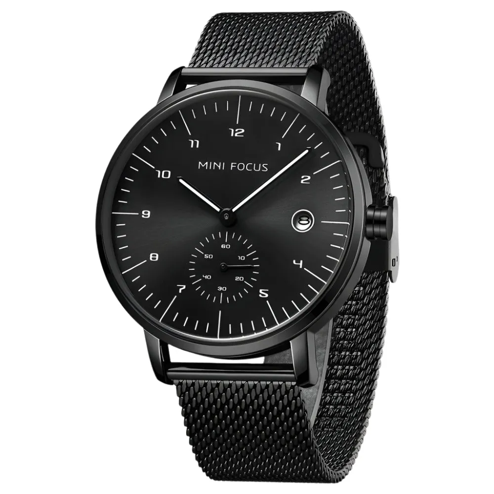 Mini Focus Black Mesh Bracelet Black Dial Quartz Watch for Ladies - MF0303G-04