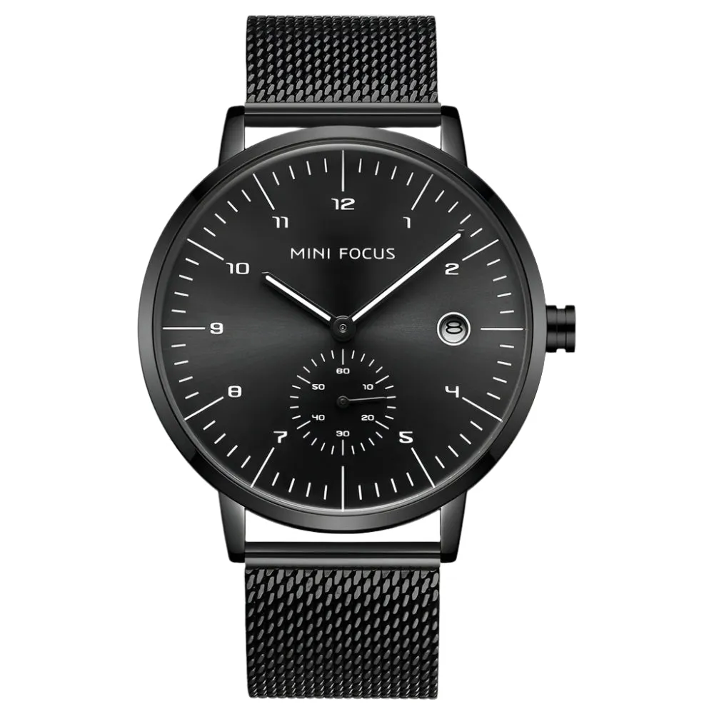 Mini Focus Black Mesh Bracelet Black Dial Quartz Watch for Ladies - MF0303G-04