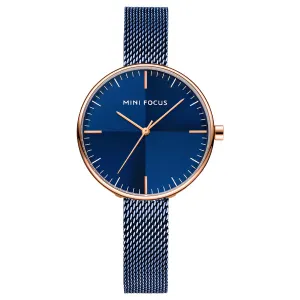 Mini Focus Blue Mesh Bracelet Blue Dial Quartz Watch for Ladies - MF0275L-04