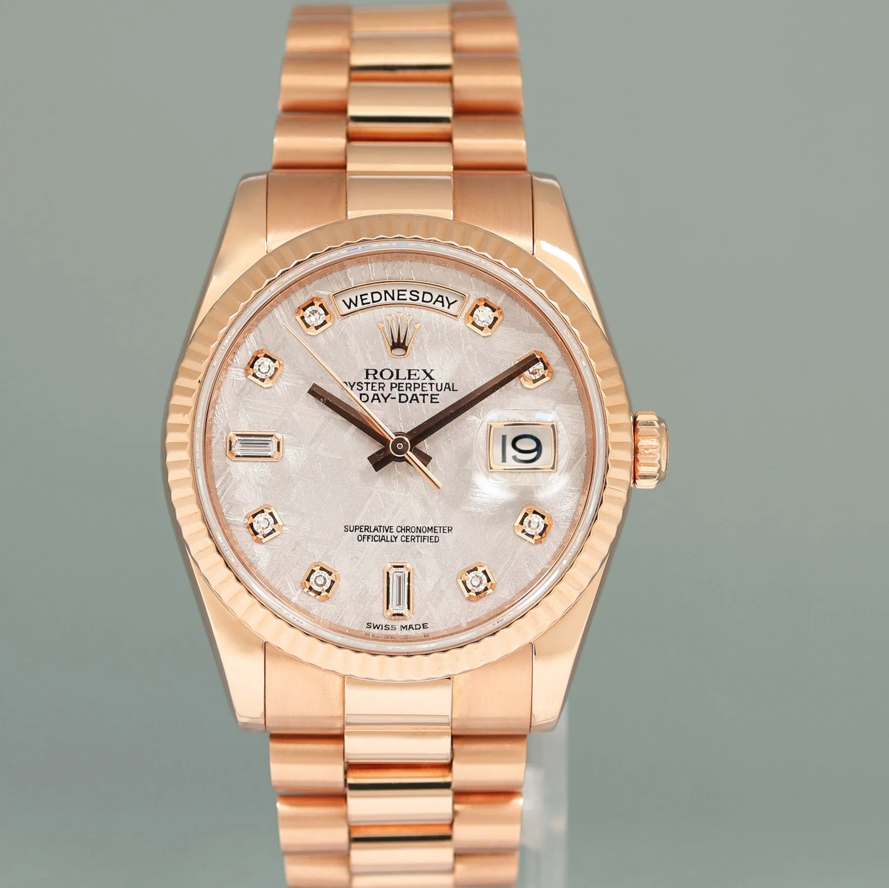 MINT 2007 Rolex President Day Date Rose Gold 118235 Meteorite Diamond 36 Watch Box