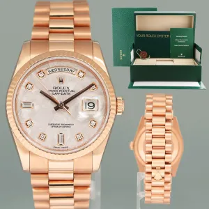 MINT 2007 Rolex President Day Date Rose Gold 118235 Meteorite Diamond 36 Watch Box