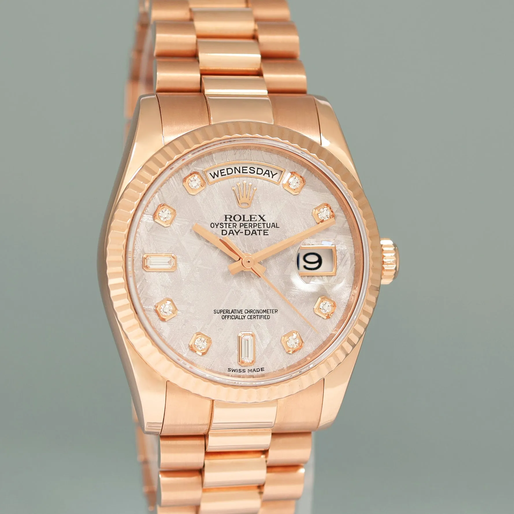MINT 2007 Rolex President Day Date Rose Gold 118235 Meteorite Diamond 36 Watch Box