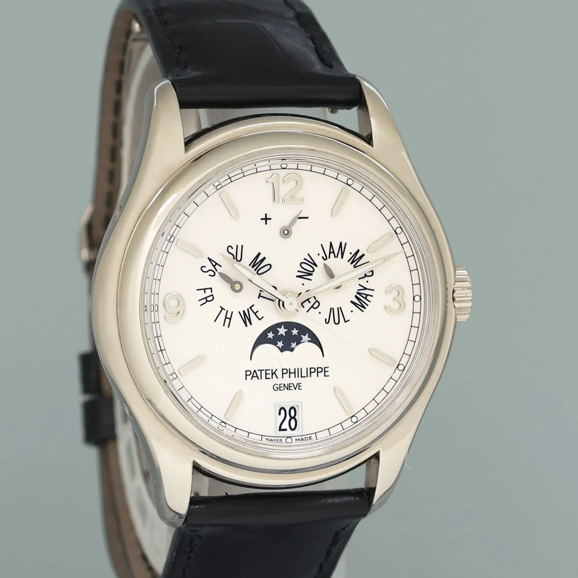 MINT 2018 PAPERS Patek Philippe 5146G White Gold Annual Calendar 39mm Moon Watch