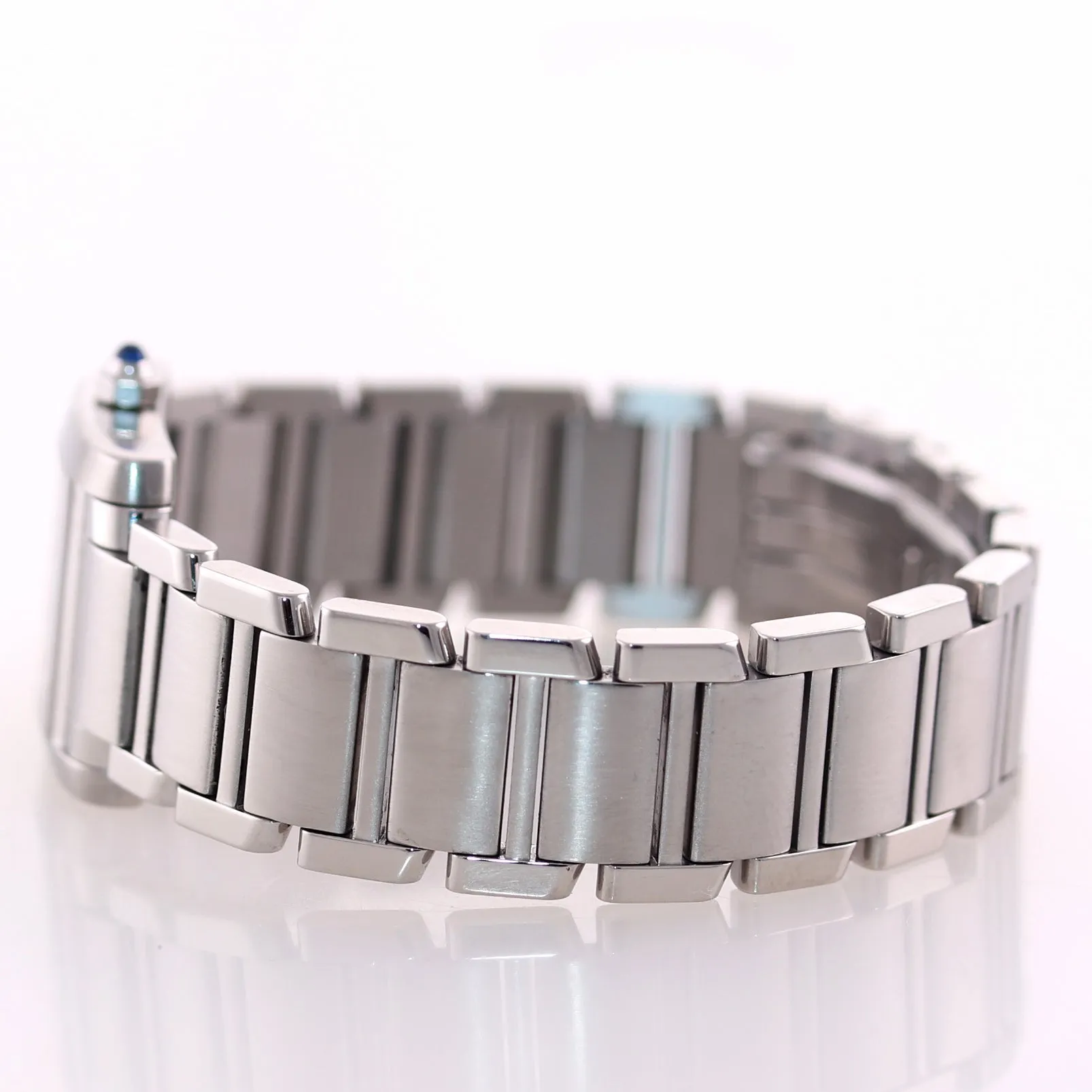 MINT Ladies Cartier Tank Francaise 2384 Stainless Steel Ivory Roman Quartz Watch