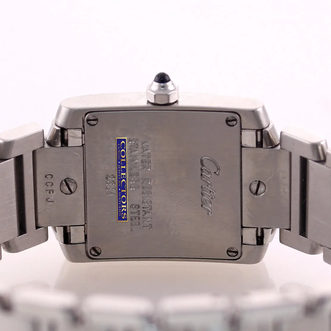 MINT Ladies Cartier Tank Francaise 2384 Stainless Steel Ivory Roman Quartz Watch