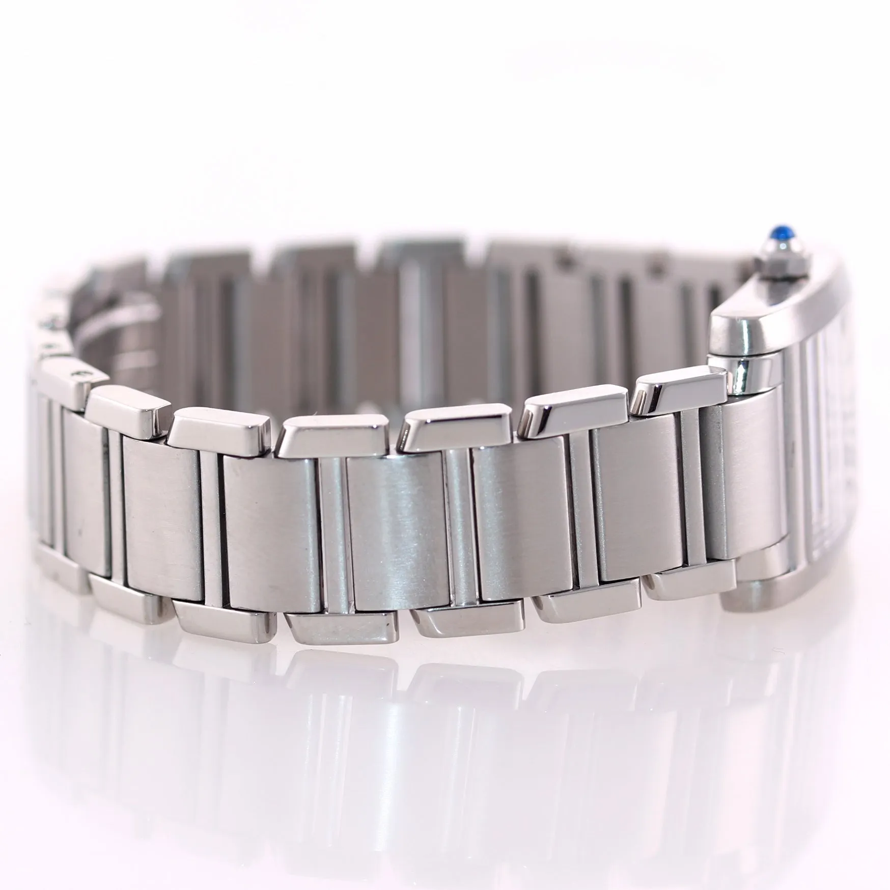 MINT Ladies Cartier Tank Francaise 2384 Stainless Steel Ivory Roman Quartz Watch