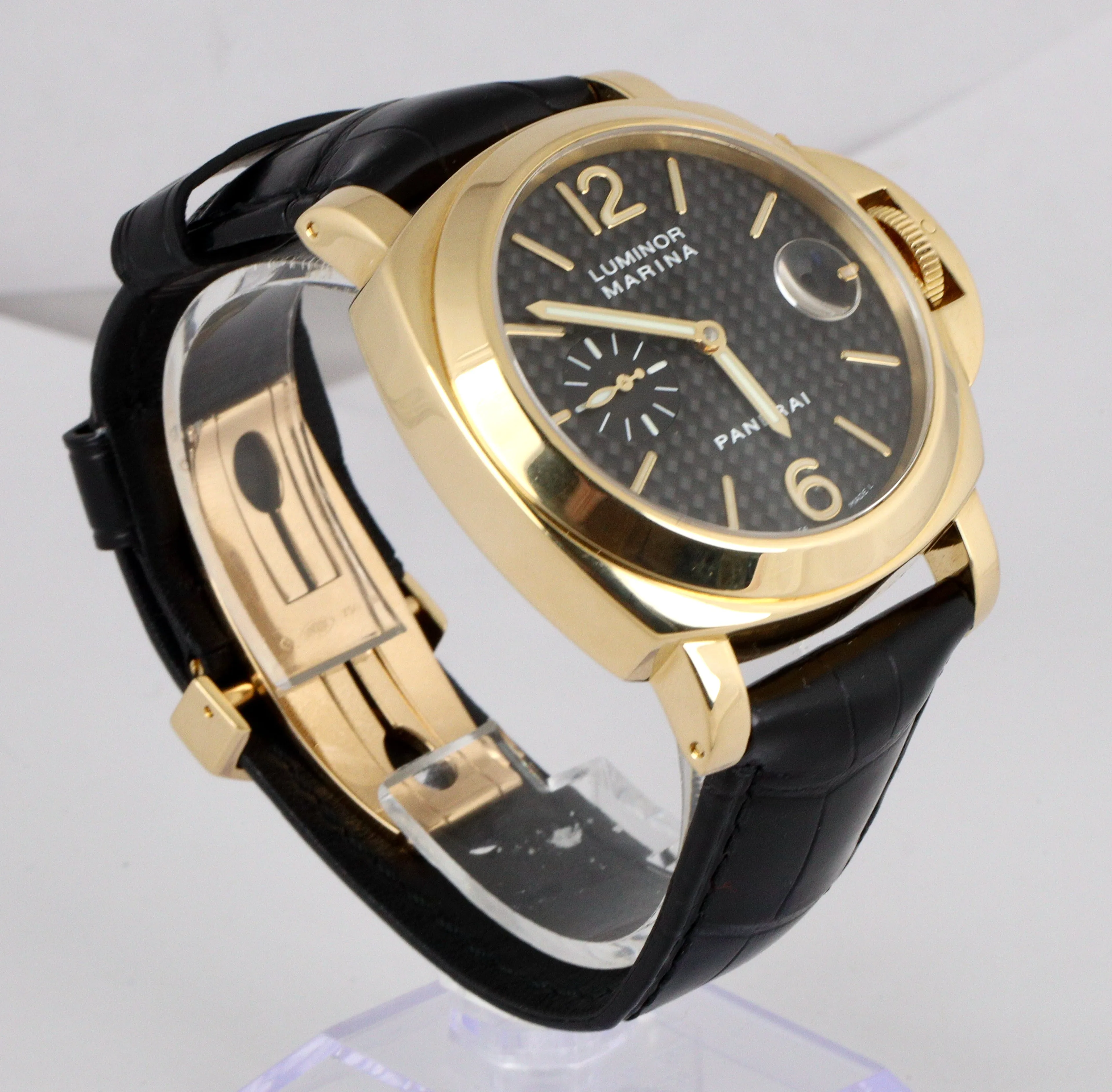 MINT Panerai Luminor Marina PAM 140 18K Yellow Gold Carbon Fiber 44mm PAM00140