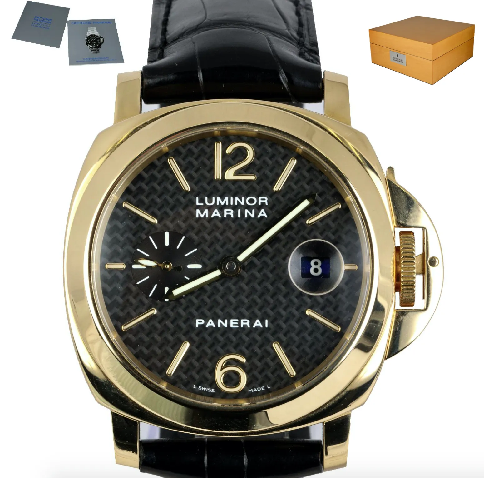 MINT Panerai Luminor Marina PAM 140 18K Yellow Gold Carbon Fiber 44mm PAM00140