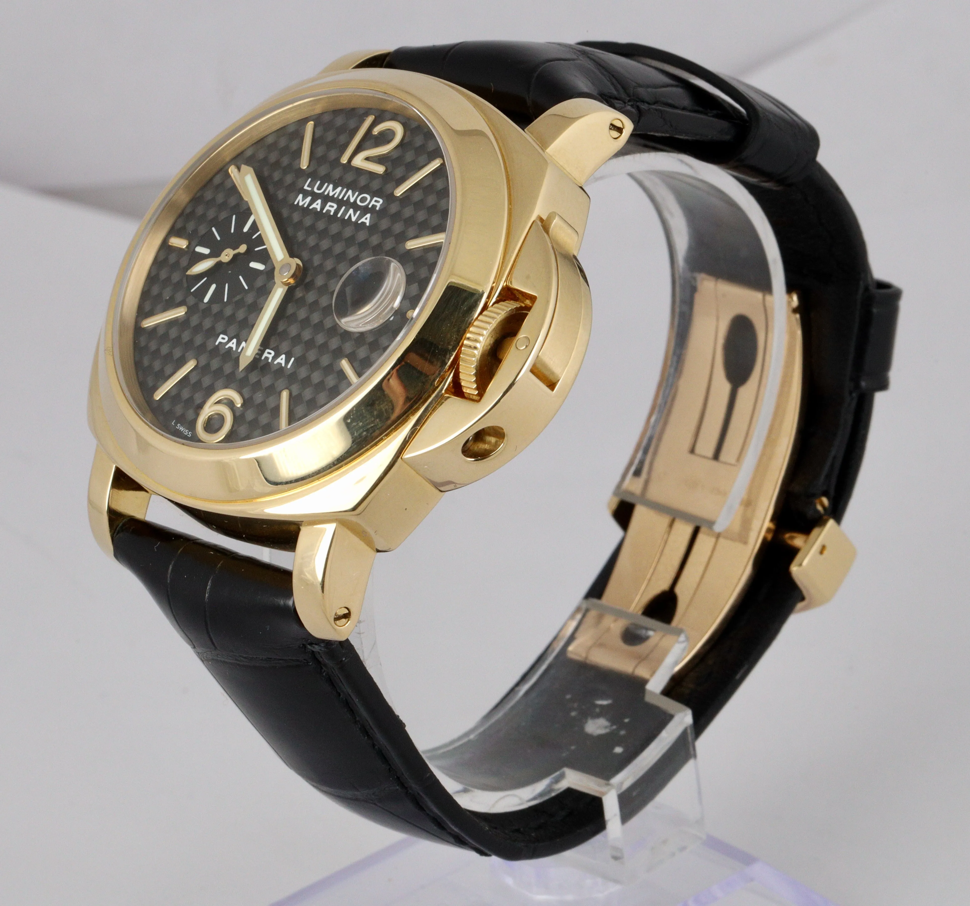 MINT Panerai Luminor Marina PAM 140 18K Yellow Gold Carbon Fiber 44mm PAM00140
