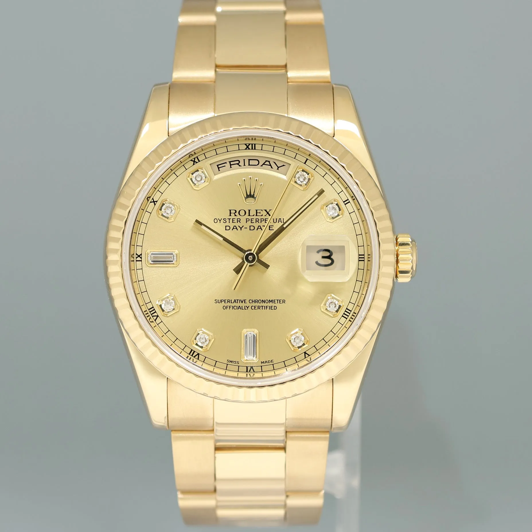 MINT PAPERS Rolex President Yellow Gold Champagne Diamond 118238 Watch Box