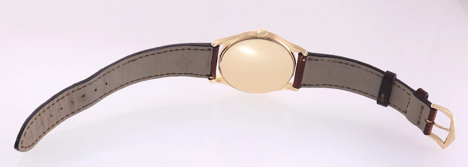 MINT Patek Philippe 5196J 37mm Yellow Gold Calatrava Brown Leather Watch Box