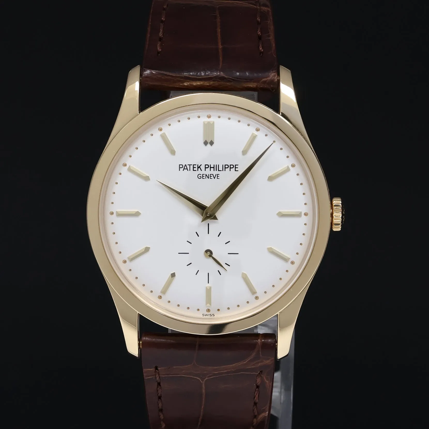 MINT Patek Philippe Calatrava 5196J Yellow Gold 37mm Brown Leather Watch Box
