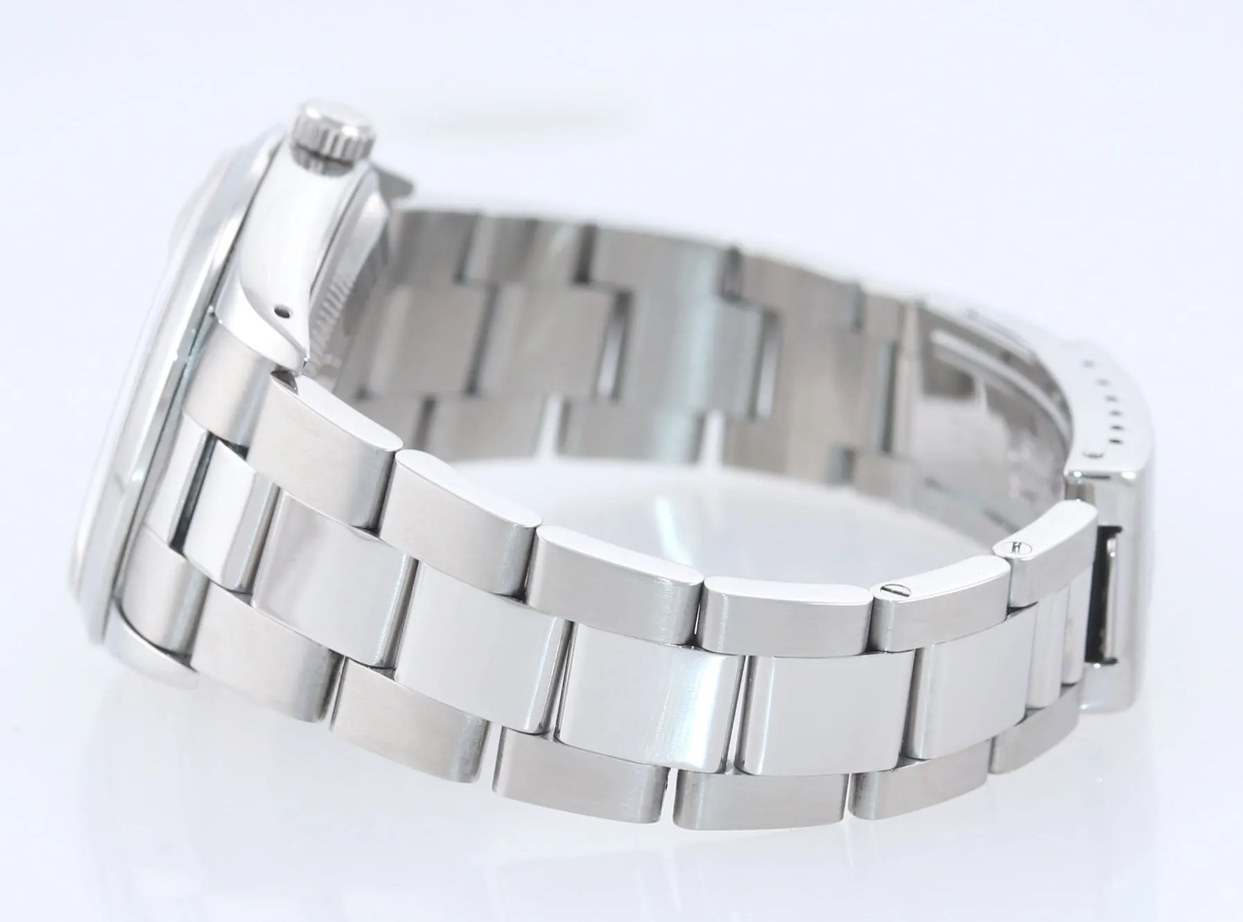 MINT Rolex Date Oyster Perpetual Stainless Steel White Roman 15200 34mm Watch