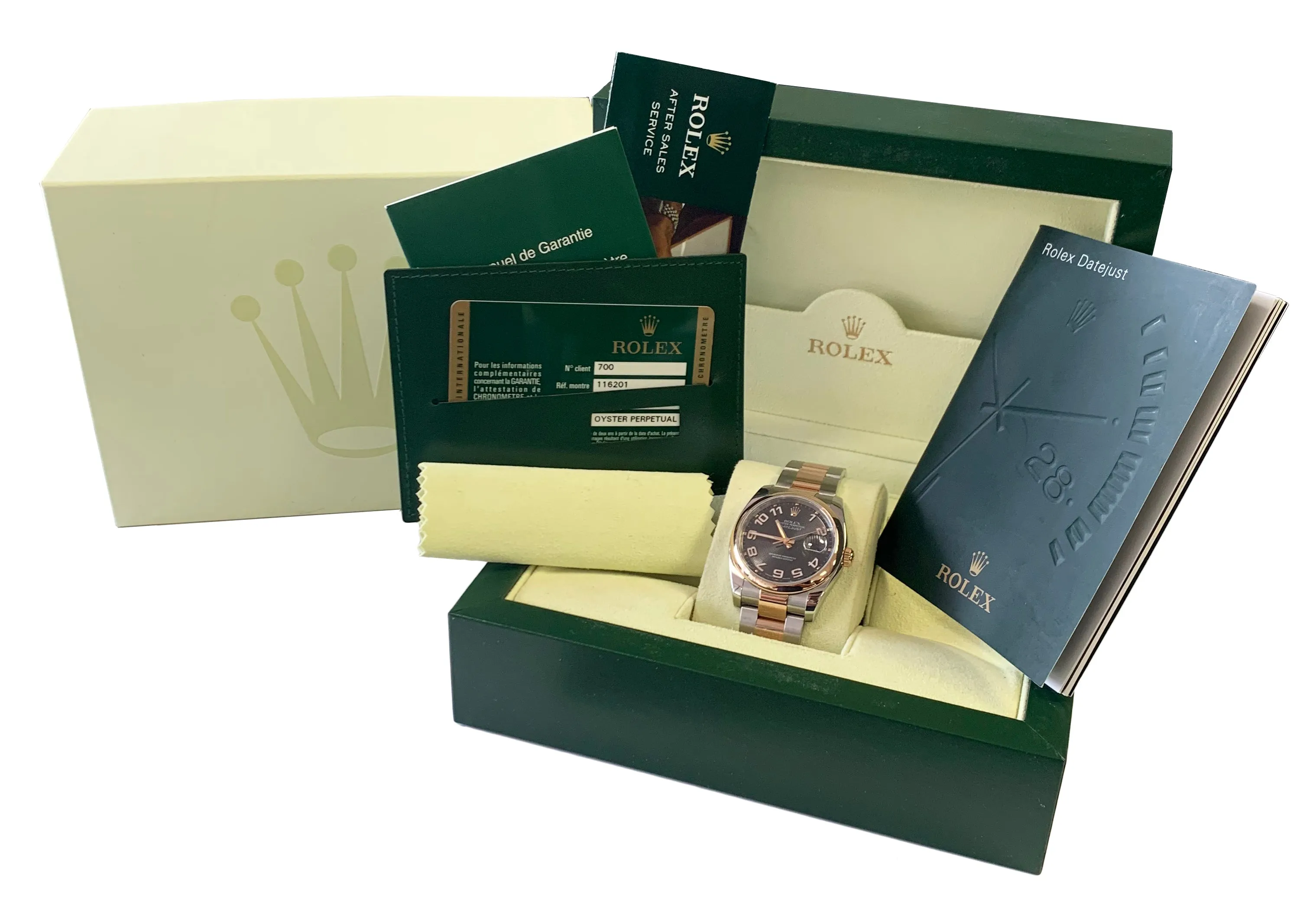 MINT Rolex DateJust Black Concentric 36mm Stainless 18K Rose Gold Watch 116201