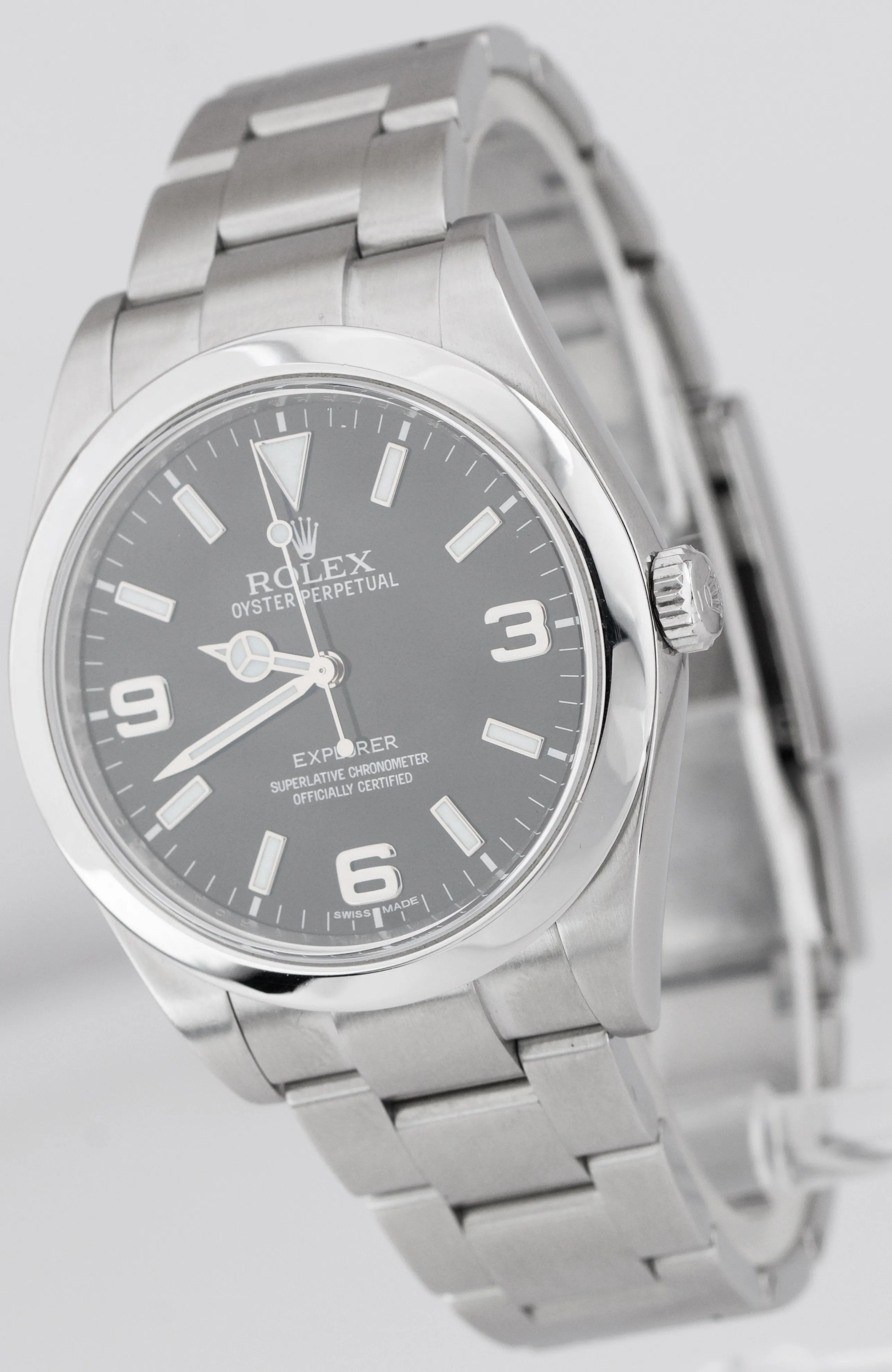 MINT Rolex Explorer I Black 39mm Stainless Steel Oyster Watch 214270 BOX PAPERS