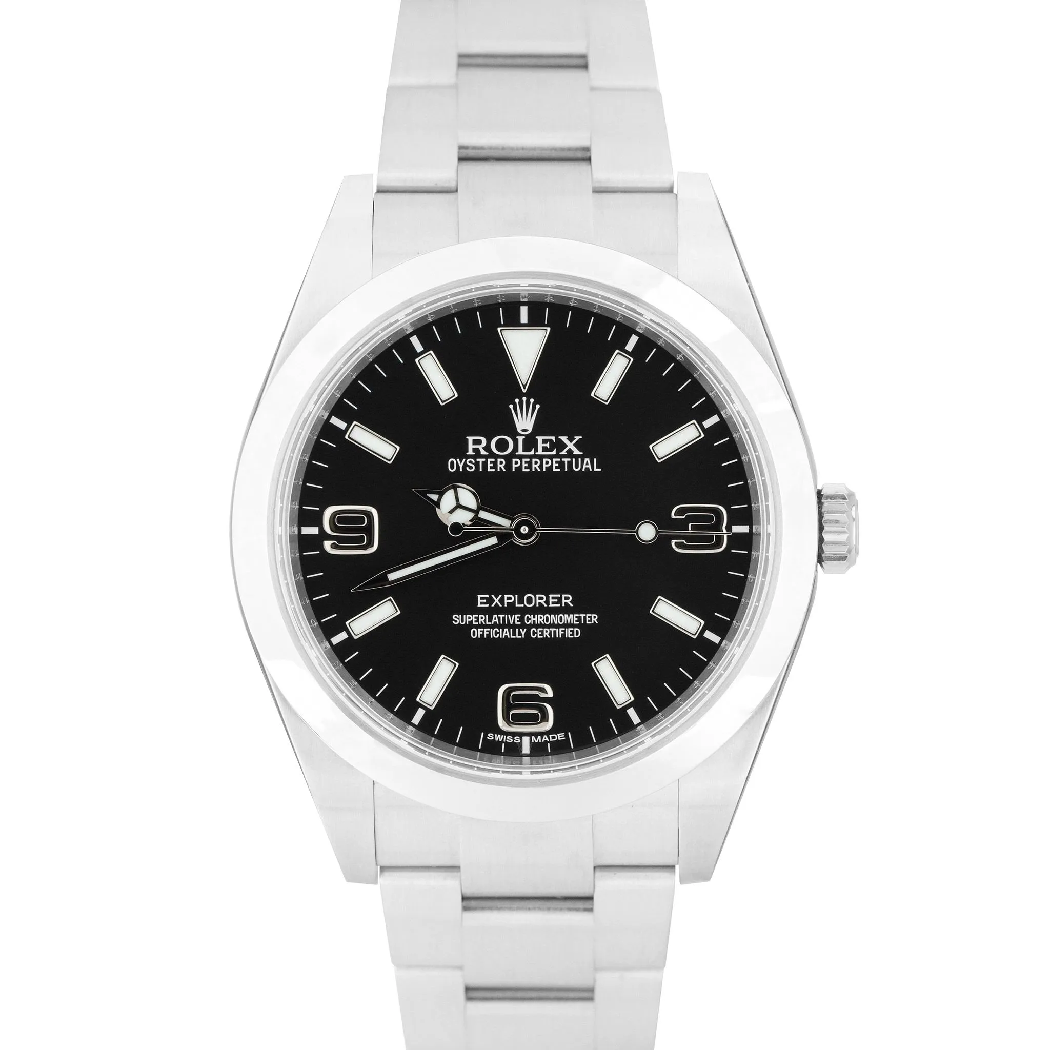 MINT Rolex Explorer I Black 39mm Stainless Steel Oyster Watch 214270 BOX PAPERS